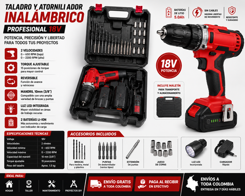 Taladro Inalambrica 18v mandrill